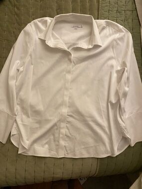 Chico's White Collared Popover Blouse